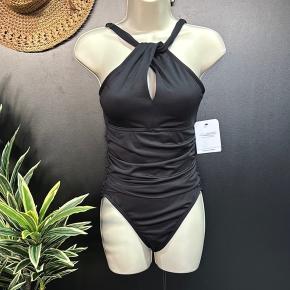 Dolphin Aquashape UV protection,tummy control,twist front keyhole,ruched swim - Picture 1 of 14